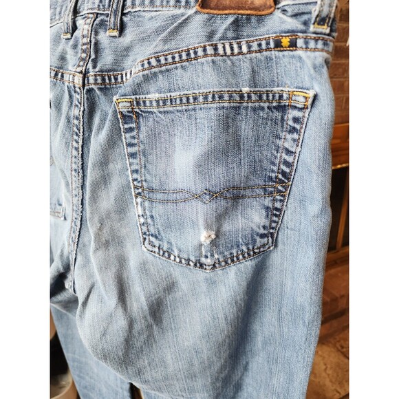 Lucky Brand 455 Relaxed Bootcut Wide Leg Jeans Men's 32X34 Distressed Denim USA - Picture 6 of 14